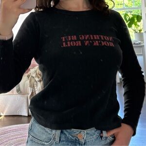 Brandy Melville Black Fitted Hoodie with Red Accents